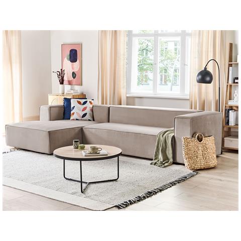 Mobile Lato Divano Beliani Divano Angolare Vernon Velluto Tortora