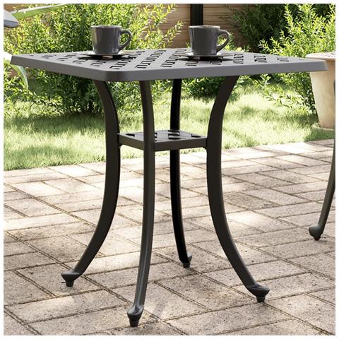 Tavolo Da Giardino Nero 53x53x53 Cm In Alluminio Pressofuso - Foto 1