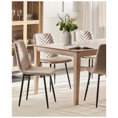 Set Di 4 Sedie Da Pranzo Havre Velluto Tortora - Foto 1