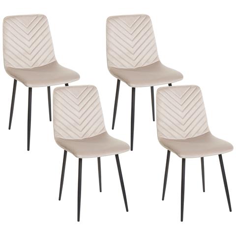 Set Di 4 Sedie Da Pranzo Havre Velluto Tortora - Foto 2