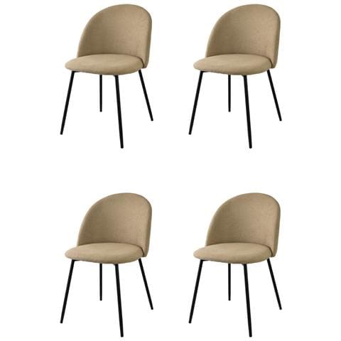 Set 4 Sedie Sala Da Pranzo Luna Gambe In Acciaio Nero Opaco, Tessuto Camoscio - Foto 1