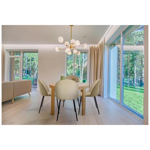 Set 4 Sedie Sala Da Pranzo Luna Gambe In Acciaio Nero Opaco, Tessuto Camoscio - Foto 2