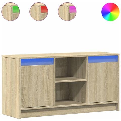 Mobile Porta Tv Con Led Rovere Sonoma 100x34x50cm In Truciolato - Foto 2