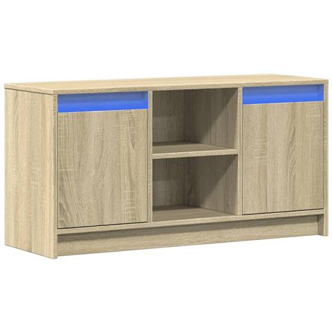 Mobile Porta Tv Con Led Rovere Sonoma 100x34x50cm In Truciolato - Foto 3