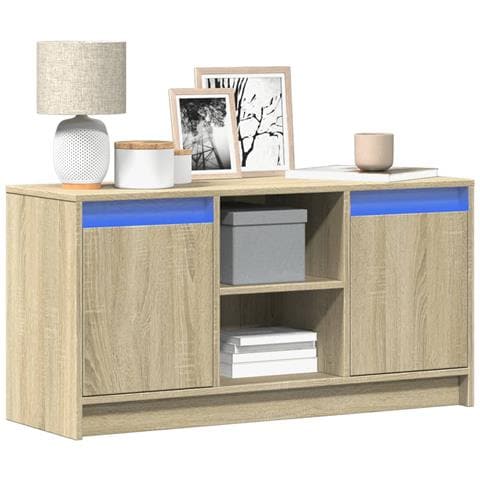 Mobile Porta Tv Con Led Rovere Sonoma 100x34x50cm In Truciolato - Foto 1
