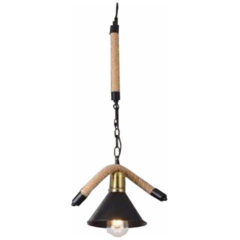 Lampadario Sospensione E27 Corda Canapa Pendente Campane Stile Rustico Vintage - Foto 1