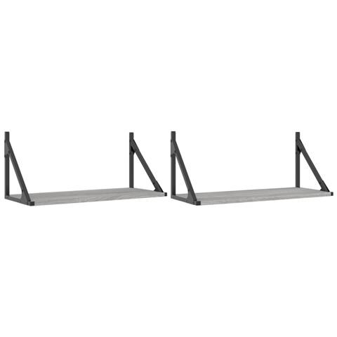 Mensole Parete 2pz Grigio Sonoma 60x25x25,5cm Legno Multistrato - Foto 2