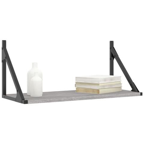 Mensole Parete 2pz Grigio Sonoma 60x25x25,5cm Legno Multistrato - Foto 3