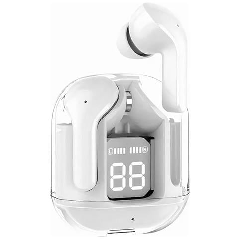 Auricolari Senza Fili Bluetooth Tws Crystal 5.3 Con Display A Led, Bianco - Foto 1