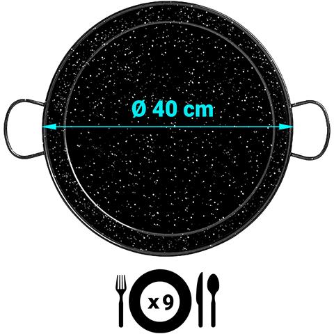 Briebe Levante Padella Per Paella Induzione 40 Cm Acciaio Smaltato, Paellera Per 9 Porzioni  Nero - Foto 2