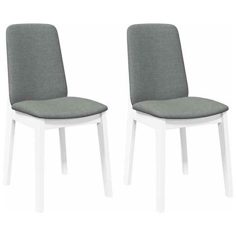 Sedie da Pranzo con Cuscini 2 pz Bianco Legno Massello di Hevea - Foto 1