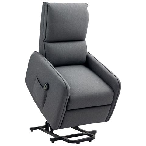 Poltrona Alzapersona Elettrica Reclinabile con Telecomando e Tasca in Tessuto, Grigio Carbone - Foto 1