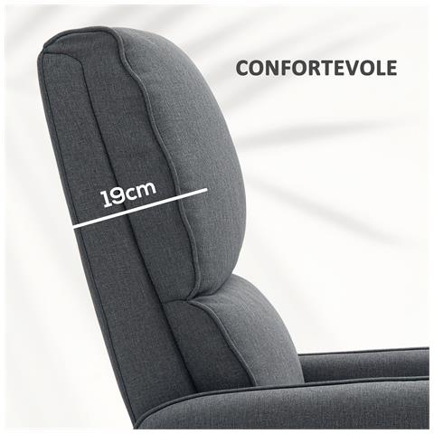 Poltrona Alzapersona Elettrica Reclinabile con Telecomando e Tasca in Tessuto, Grigio Carbone - Foto 6