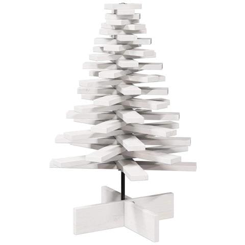 Albero Di Natale Decorativo Bianco 80 Cm Legno Massello Di Pino - Foto 2