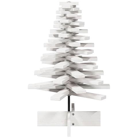 Albero Di Natale Decorativo Bianco 80 Cm Legno Massello Di Pino - Foto 3