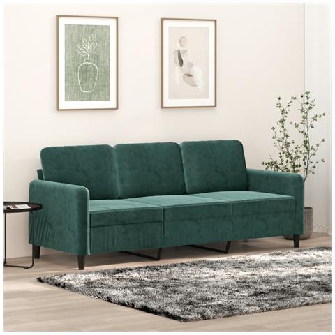 Lusso Casadino -  Divano A 3 Posti Verde Scuro 180 Cm In Velluto - Foto 8