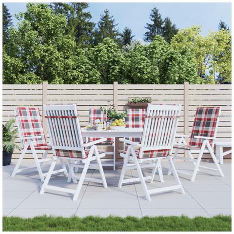 Lusso Casadino -  Cuscini Per Sedie 6 Pz Rossi A Quadri 120x50x3 Cm In Tessuto - Foto 8