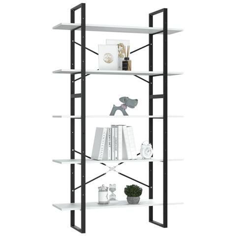 Lusso Casadino - Libreria A 5 Ripiani Bianca 100x30x175 Cm In Legno Multistrato - Foto 2