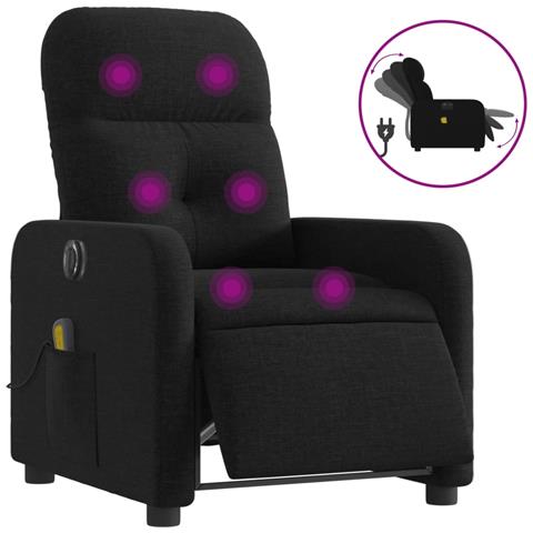 Lusso Casadino -  Poltrona Massaggiante Reclinabile Elettrica Nera In Tessuto - Foto 1