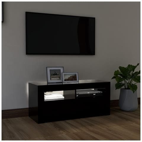 Mobile Porta Tv Con Luci Led Nero 90x35x40 Cm - Foto 2