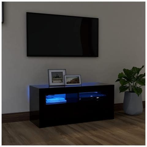 Mobile Porta Tv Con Luci Led Nero 90x35x40 Cm - Foto 8