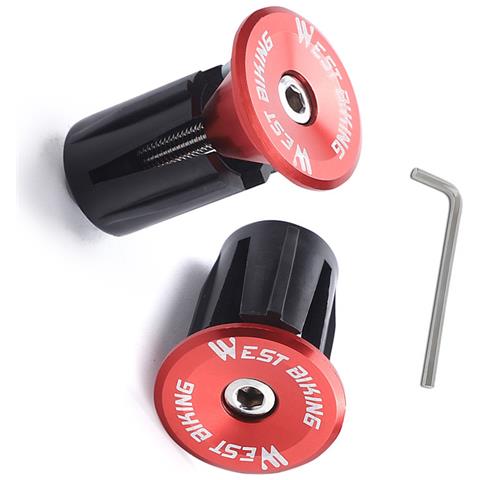 Tappi Terminali Per Manubrio Bici In Lega Di Alluminio Con Chiave Inglese Red - Foto 1