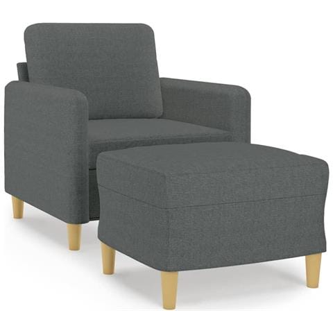 Poltrona con Poggiapiedi Grigio Scuro 60 cm in Tessuto - Foto 1
