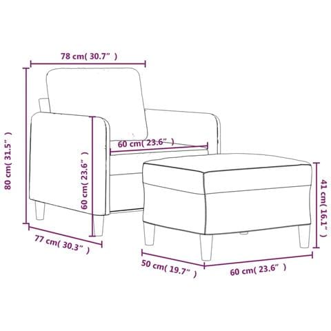 Poltrona con Poggiapiedi Grigio Scuro 60 cm in Tessuto - Foto 7