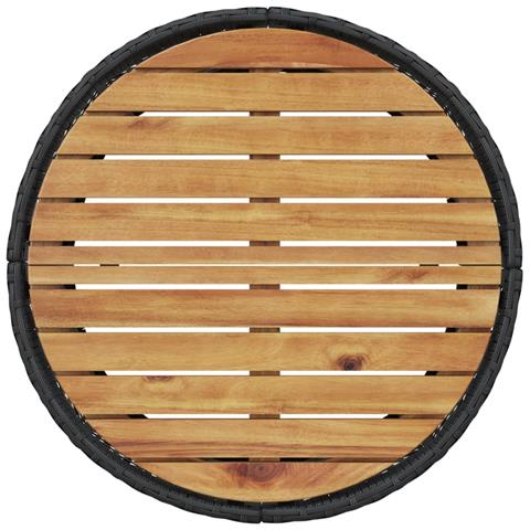 Divano Giardino con Tavolo e Cuscini Circolare Nero Polyrattan - Foto 9