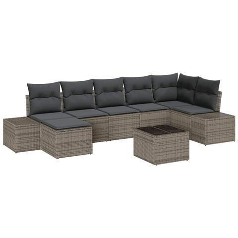 Set Divano da Giardino da 7 Pezzi con Cuscini Grigi in Rattan Sintetico - Foto 1