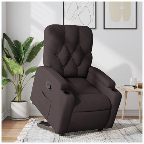 Poltrona Alzapersona Reclinabile Marrone Scuro in Tessuto - Foto 2