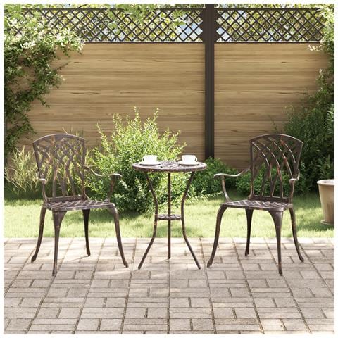 Set di 2 Sedie da Giardino in Alluminio Fuso Bronzo - Foto 2