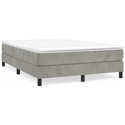 Giroletto a Molle con Materasso Grigio Chiaro 140x200cm Velluto - Foto 1