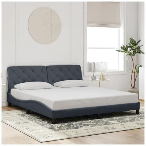 Giroletto senza Materasso Grigio Scuro 180x200 cm Velluto - Foto 2