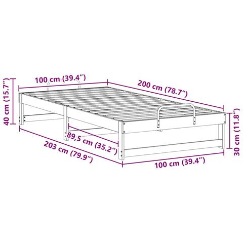 Struttura Letto con Manici Marrone Legno di pino massello - Foto 9