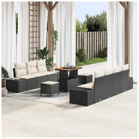 Set Divano da Giardino 10 pcs Nero e Crema 90 x 55 x 71 cm - Foto 2