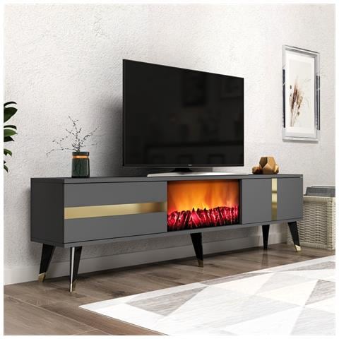 Suny Mobile Tv Con Camino Led 150 Cm Grigio Antracite - Foto 2