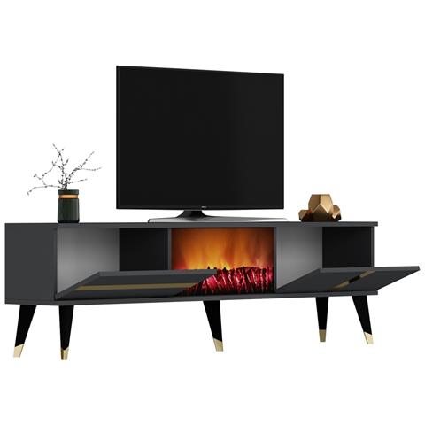 Suny Mobile Tv Con Camino Led 150 Cm Grigio Antracite - Foto 5