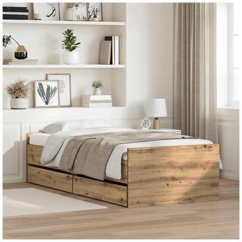 Struttura del letto con cassetto Rovere artigianale 90 x 190 cm - Foto 2