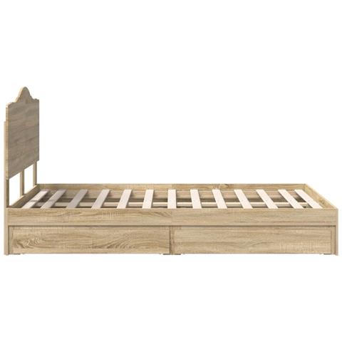 Letto con Contenitore con testiera Rovere Sonoma 135 x 190 cm - Foto 9