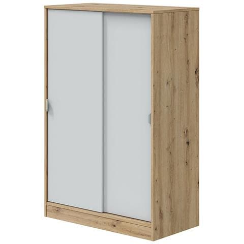 Armadio Camera Da Letto Stelvio - Guardaroba 2 Ante 2 Ripiani, 77x119h Cm Marrone Rovere Nodi - Foto 1