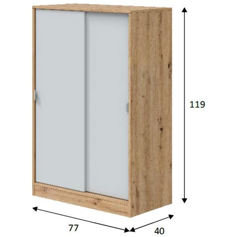 Armadio Camera Da Letto Stelvio - Guardaroba 2 Ante 2 Ripiani, 77x119h Cm Marrone Rovere Nodi - Foto 7