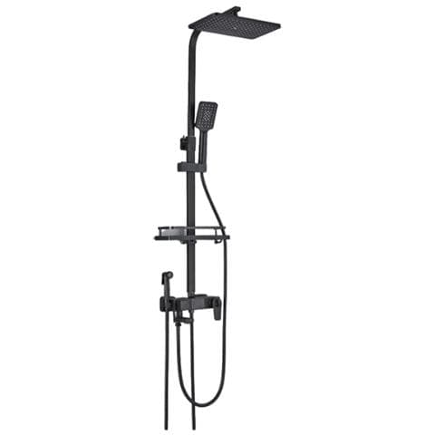 Colonna doccia, Blackswan, Tipo M116, modello nero con termostato, display digitale, bocca e doccetta bidet, misura 116 cm - Foto 1