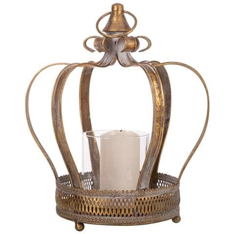 Portacandele In Metallo Dorato 24x21,5x30h - Foto 1