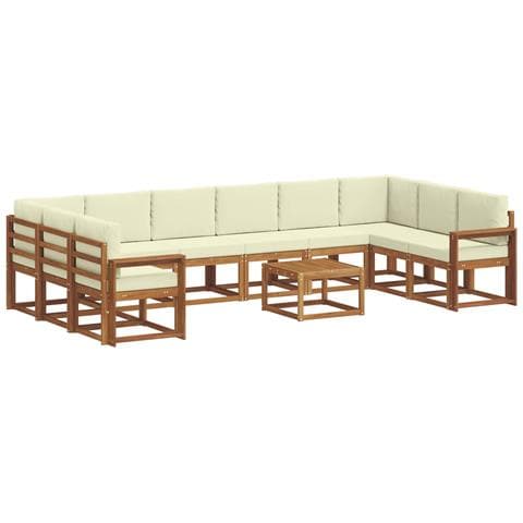 Set di divani da esterno con cuscino 11 pcs Naturale e Crema - Foto 1