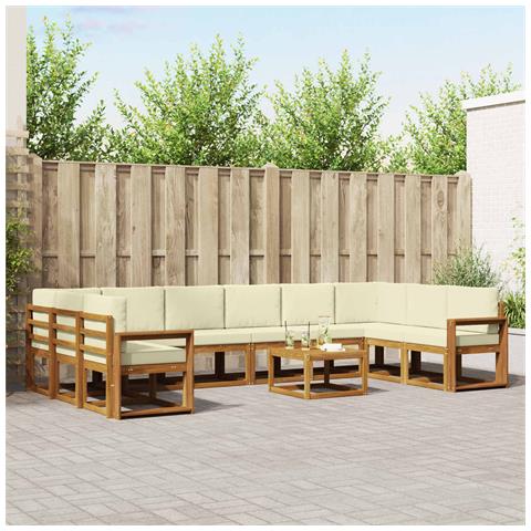 Set di divani da esterno con cuscino 11 pcs Naturale e Crema - Foto 2