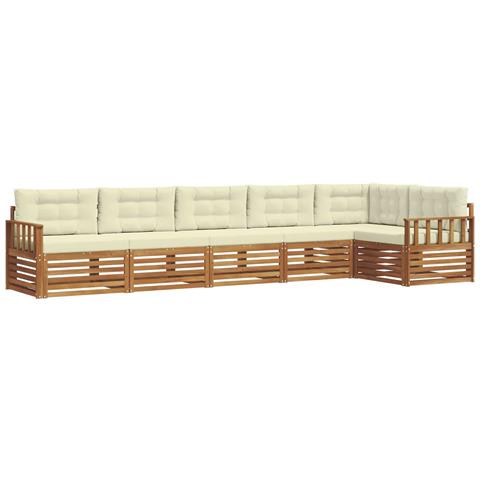 Set di divani da esterno con cuscino 6 pcs Naturale e Crema - Foto 1