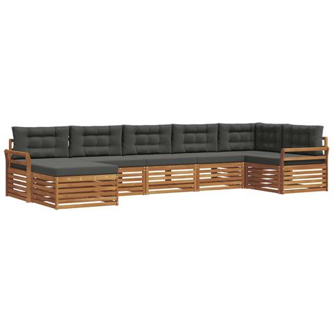 Set divani 7 pcs Naturale e Antracite Legno di Acacia Massello - Foto 1