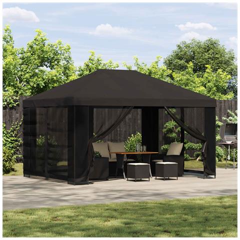 Gazebo da giardino con pareti laterali 4 × 3 m Antracite - Foto 2