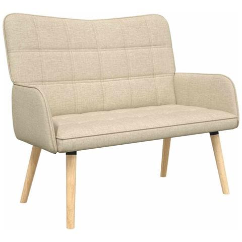 Sofa a Due Posti Crema 115 x 61 x 87 cm Tessuto - Foto 1